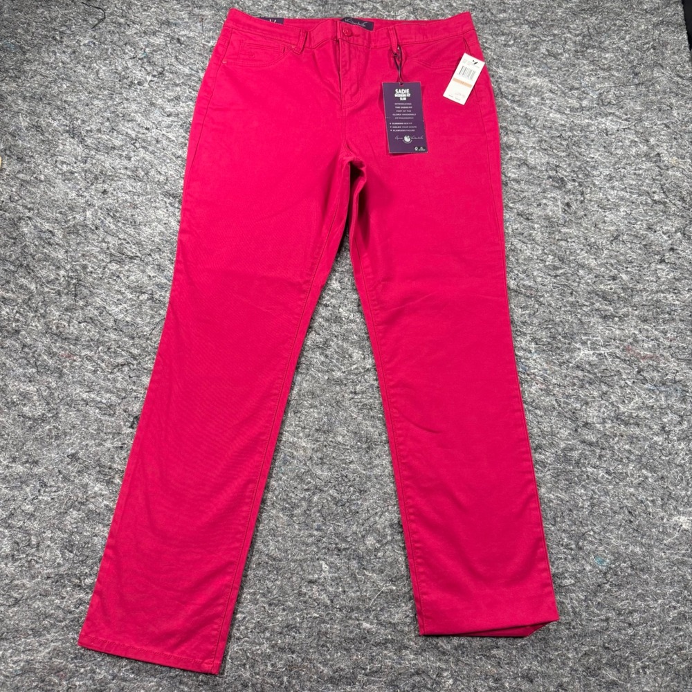 Gloria Vanderbilt Sadie Modern Fit Slim Pants Pomegranate Passion Pink Red 12